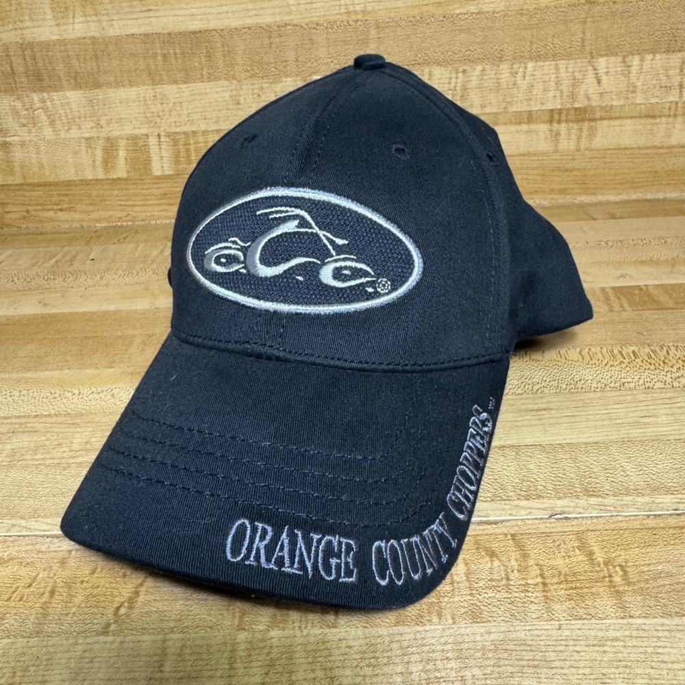 Y2K Orange County Choppers Hat Mens Black Embroidered OCC Flex Baseball Cap L XL